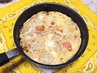 家族と一緒にとれるShapesレシピ③トマトとエノキの卵とじ☆