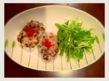 国産オートミールと旬野菜の茄子ハンバーグ